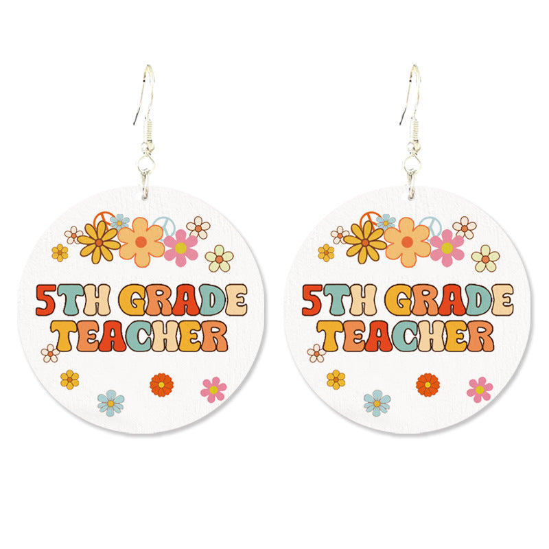 Wholesale Teacher Gift Wood Print Vintage Bohemian Earrings
